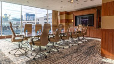 Executive board room with city view