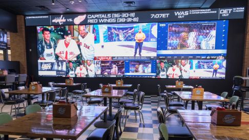 ESPN Bet video wall in restaurant