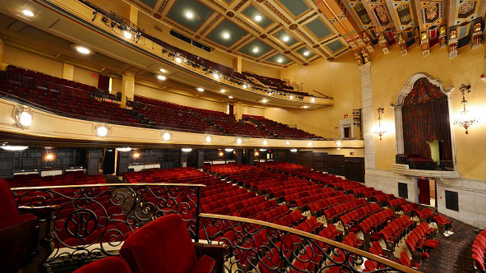 Music Hall theater seating, facing stage, showing main floor 