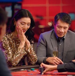 large baccarat table with chips