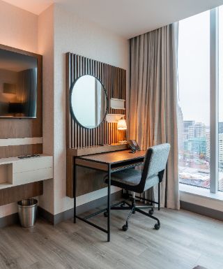 Work station in hotel room at Hollywood Greektown