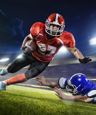 football players on a football field